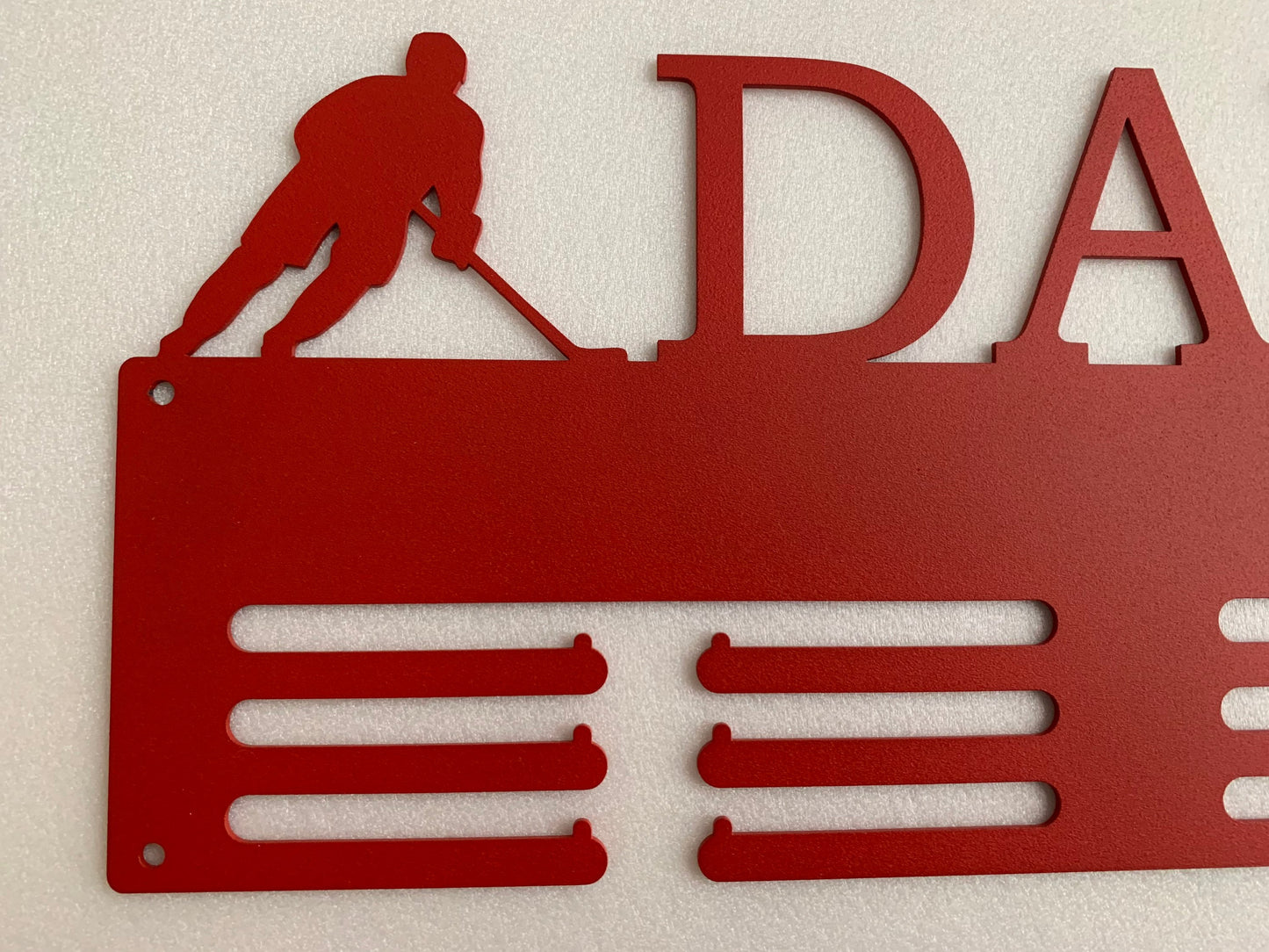 Personalized Hockey Medal Holder - Custom Name Metal Display Rack - Ice Hockey Sports Award Hanger