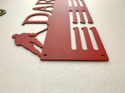 Personalized Hockey Medal Holder - Custom Name Metal Display Rack - Ice Hockey Sports Award Hanger