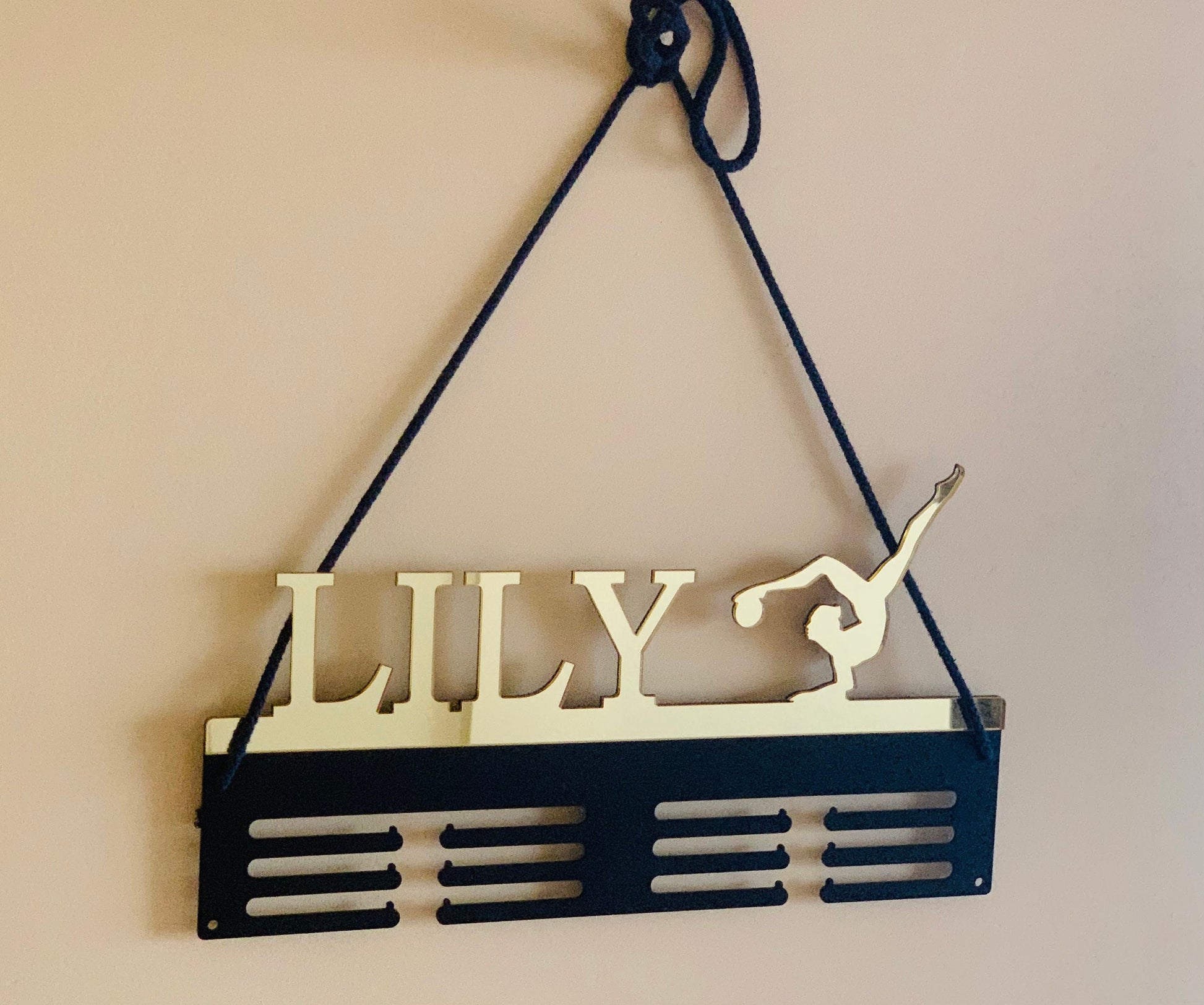 Personalized Gymnastics Medal Holder, Custom Medal Display Rack with Name for Girls
