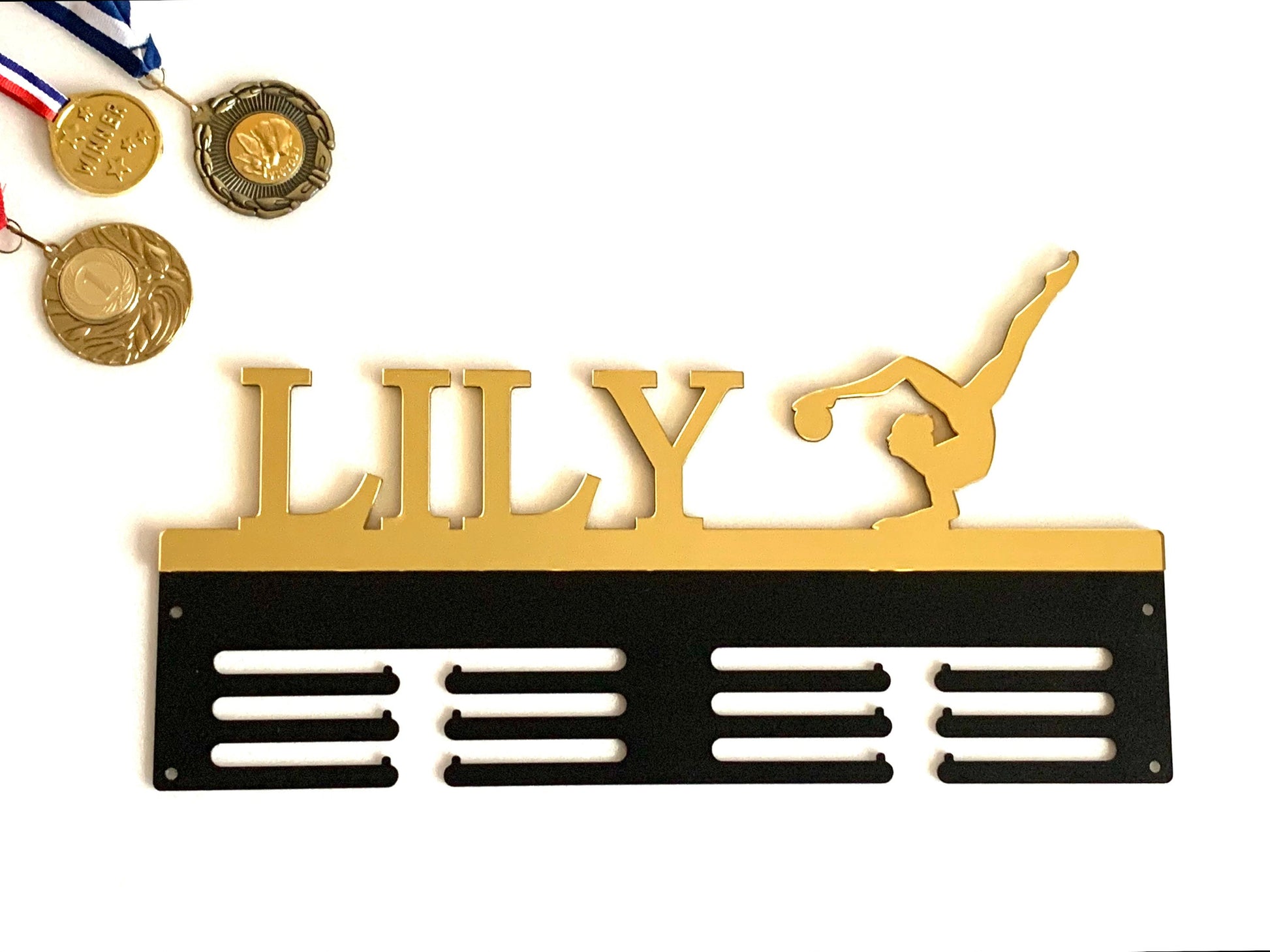 Personalized Gymnastics Medal Holder, Custom Medal Display Rack with Name for Girls