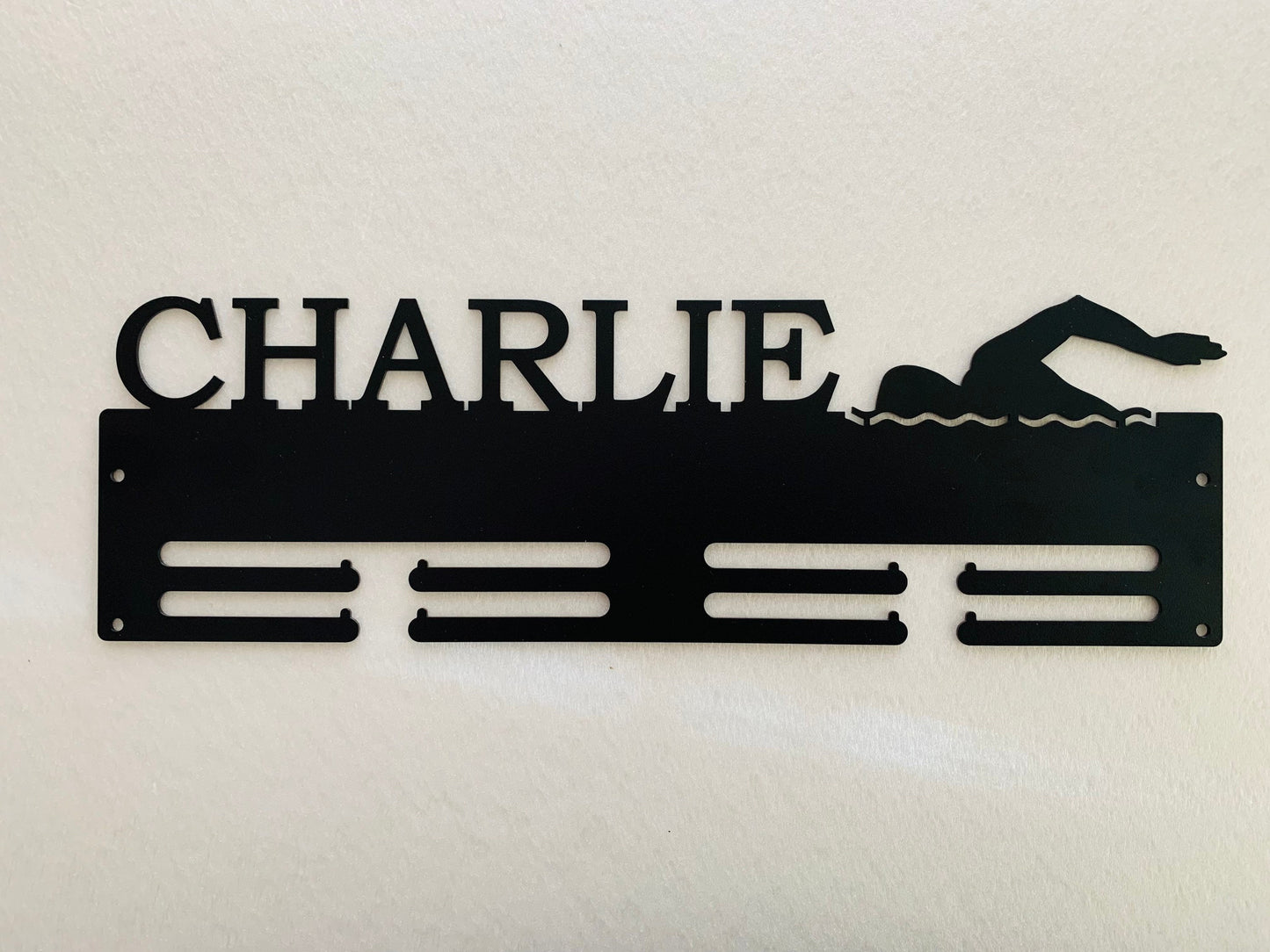 Custom Swimming Medal Holder with Name - Personalized Swim Medal Hanger for Men & Women