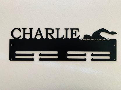 Custom Swimming Medal Holder with Name - Personalized Swim Medal Hanger for Men & Women