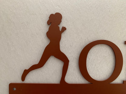 Custom Running Medal Holder, Personalized Name Sports Display Rack - 2 Female Figures Medal Hanger