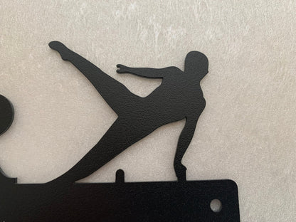 Custom Gymnastics Medal Holder with Name - Personalized Metal Display Rack with 2 Male Figures