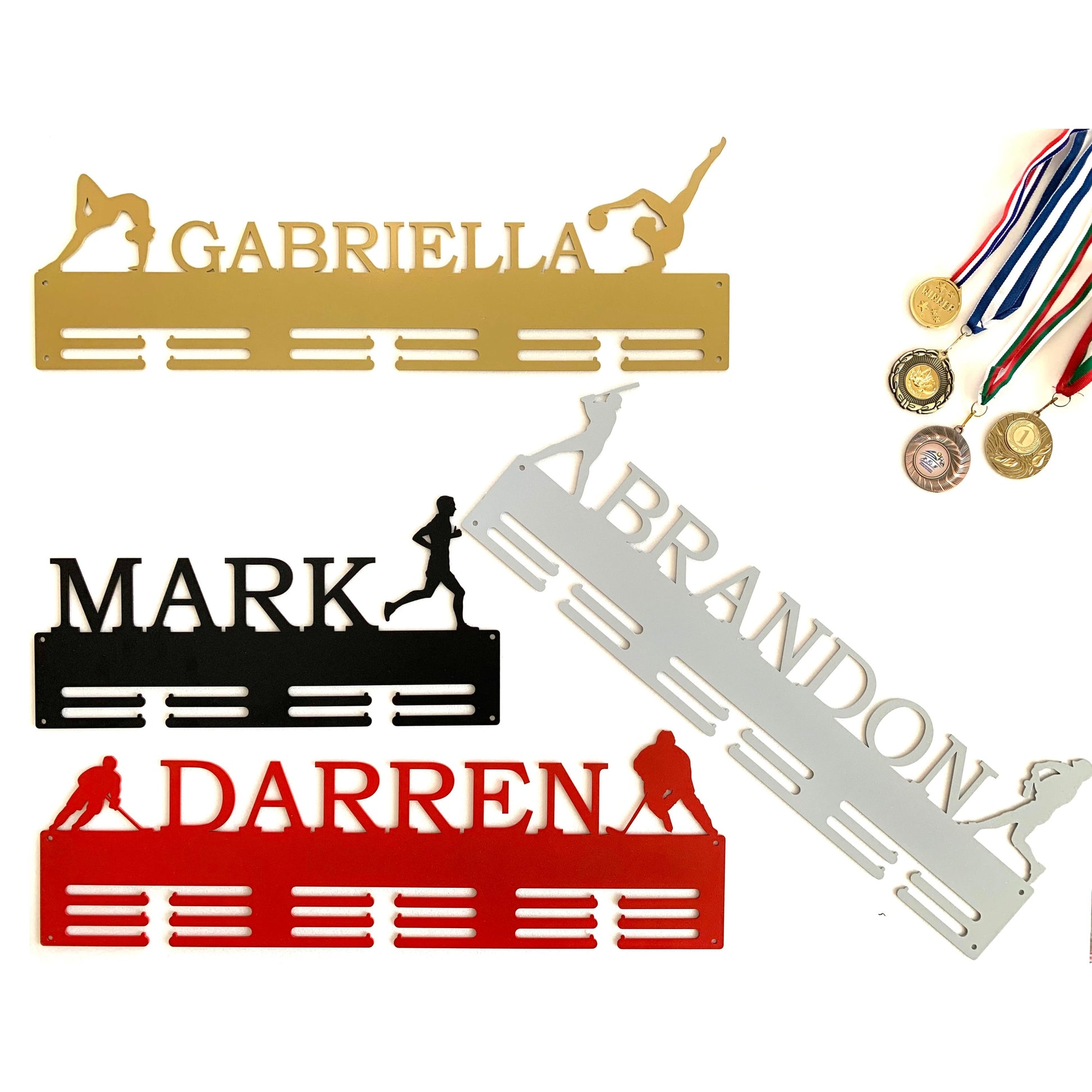 Custom Medal Holder, Personalized Metal Hanger, Sports Medals, Figures & Symbols, Custom Design