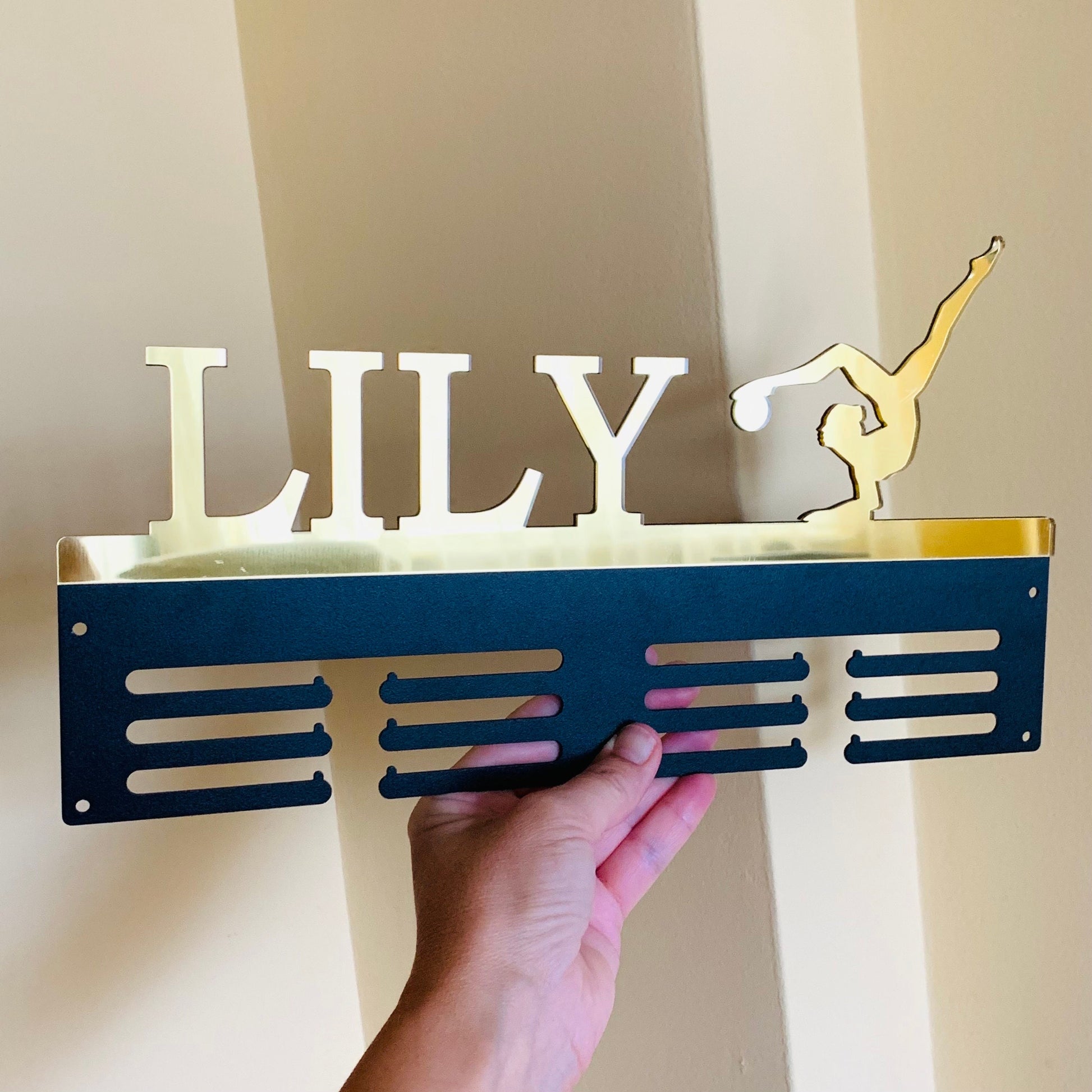 Personalized Gymnastics Medal Holder, Custom Medal Display Rack with Name for Girls