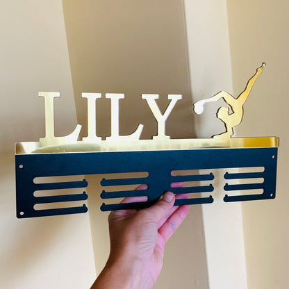 Personalized Gymnastics Medal Holder, Custom Medal Display Rack with Name for Girls
