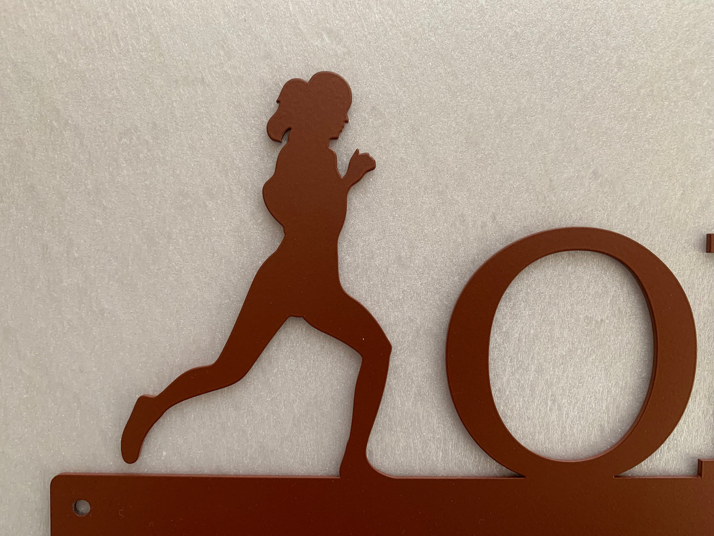 Custom Running Medal Holder - Personalized Name Display Rack for Sports Awards - Female Silhouette