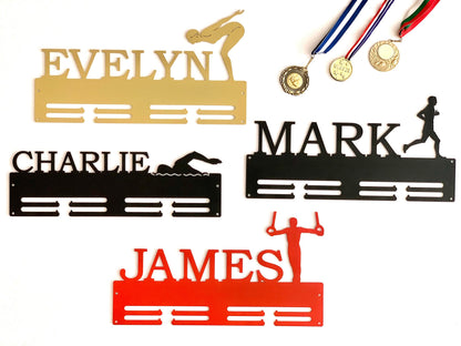 Personalized Medal Holder, Custom Sports Display Rack, Metal Hanger for Medals with Your Text