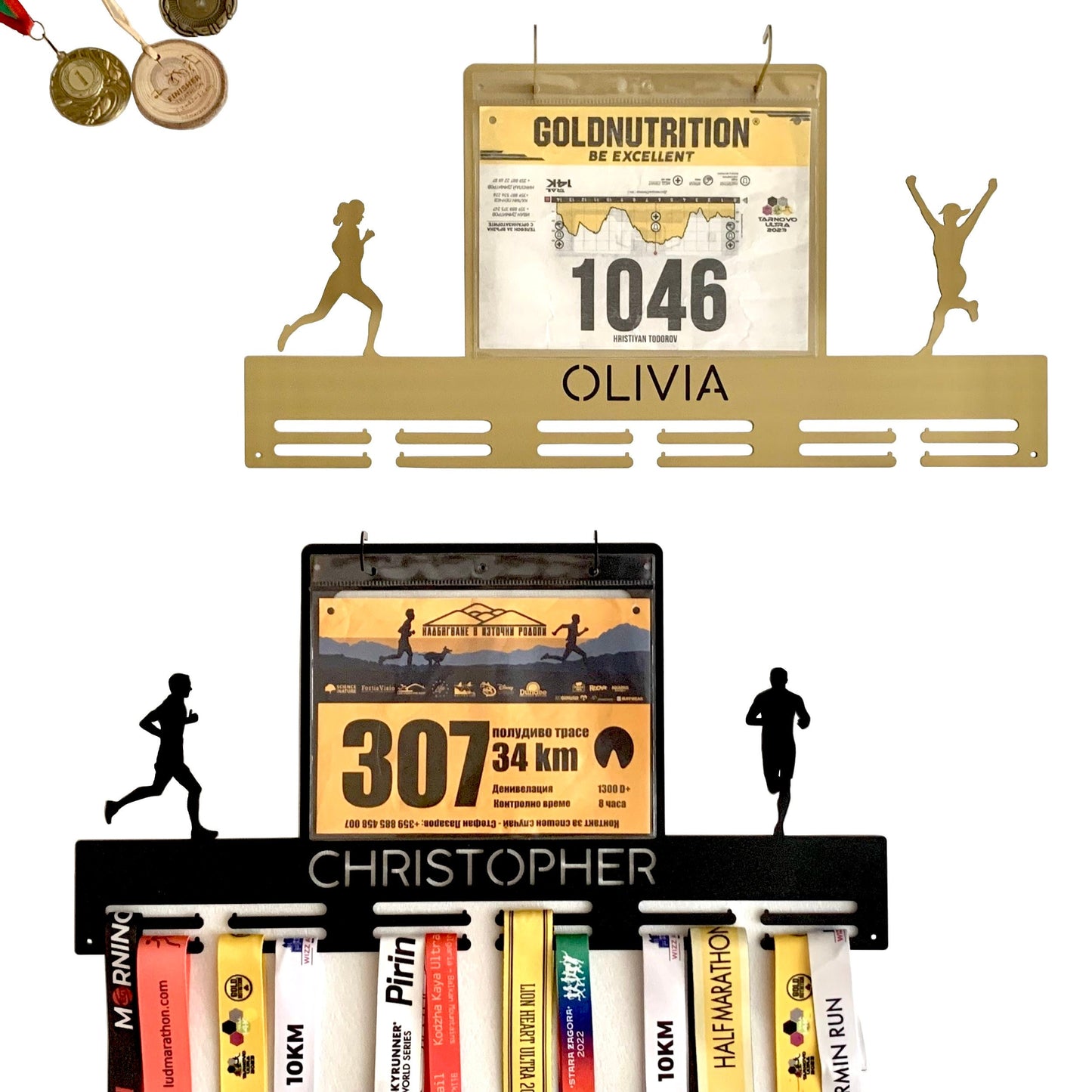 Personalized Running Medal Holder, Custom Name Race Bib Hanger, Athlete Race Numbers Organizer