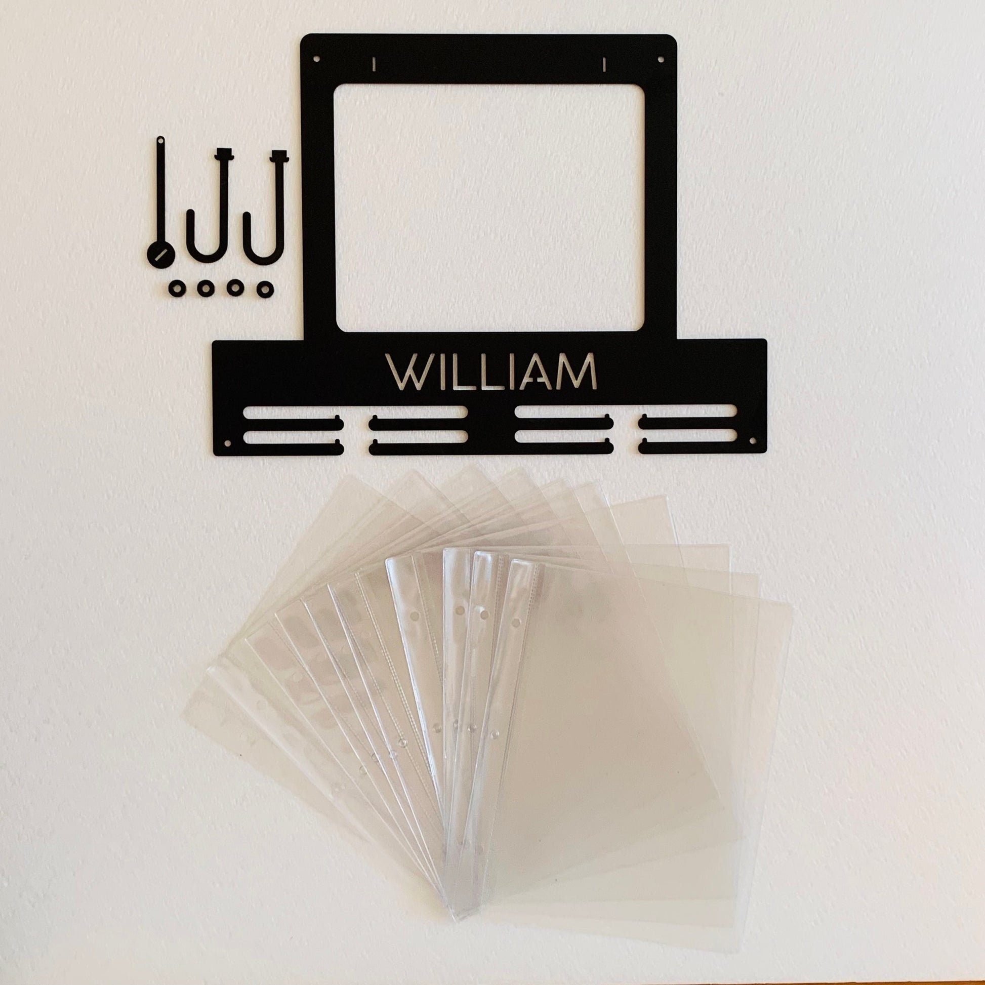 Custom Running Medal Holder with Name or Text - Personalized Race Bib Metal Hanger