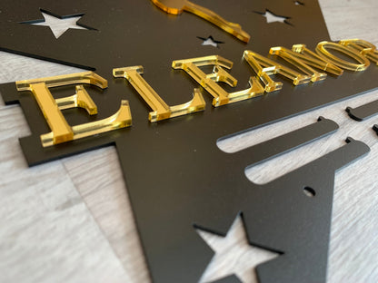Personalized Cheer Medal Holder - Custom Name, Metal Cheerleading Award Display