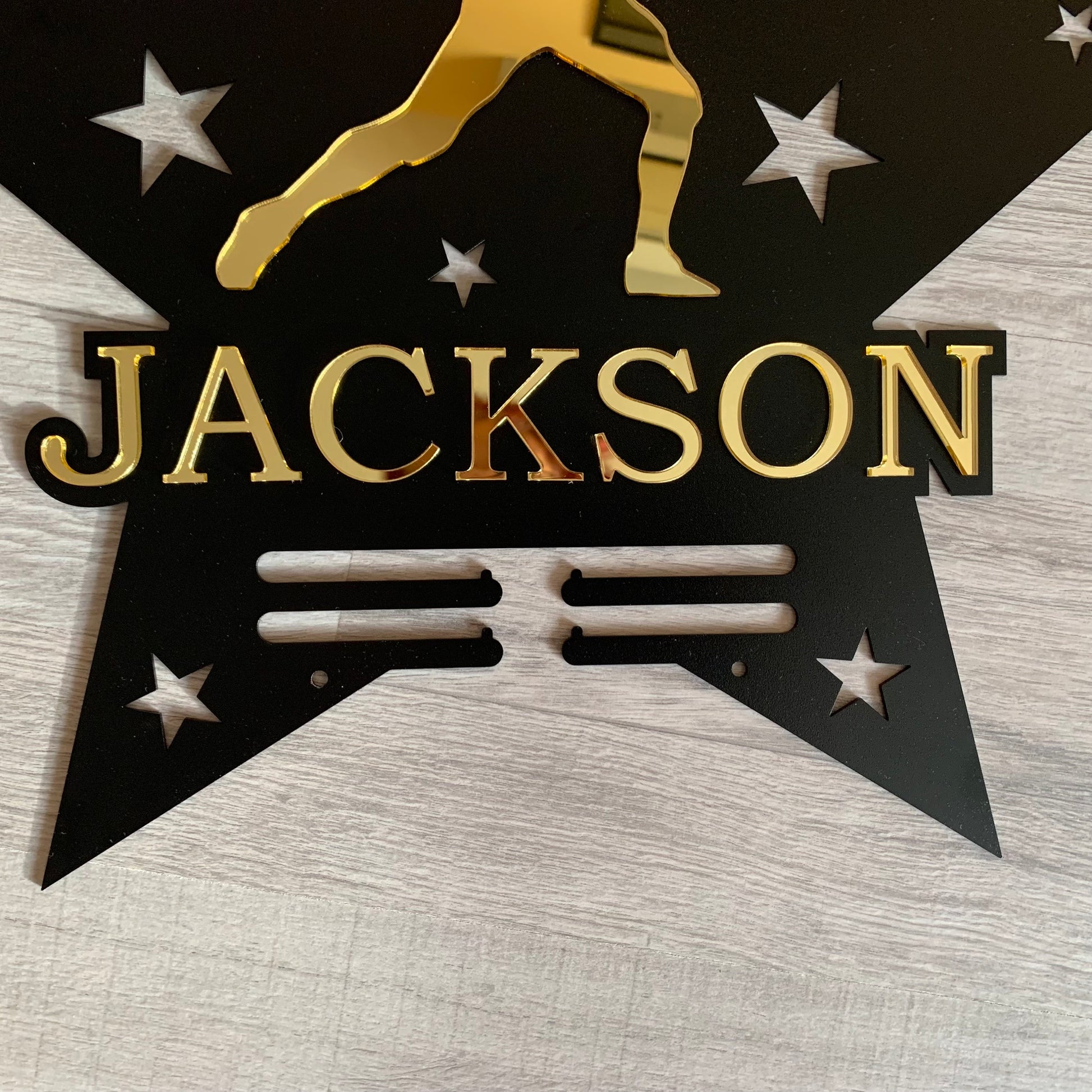Personalized Football Medal Holder with Custom Name - Display Rack