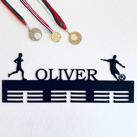 Personalized Medal Holder – Custom Running & Soccer Metal Display Rack - Sports Award Hanger