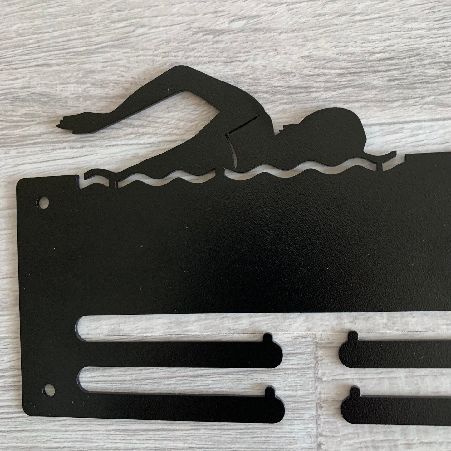 Personalized Triathlon Medal Holder Race Bib Display - Metal Rack Swim Bike Run Athlete Gift