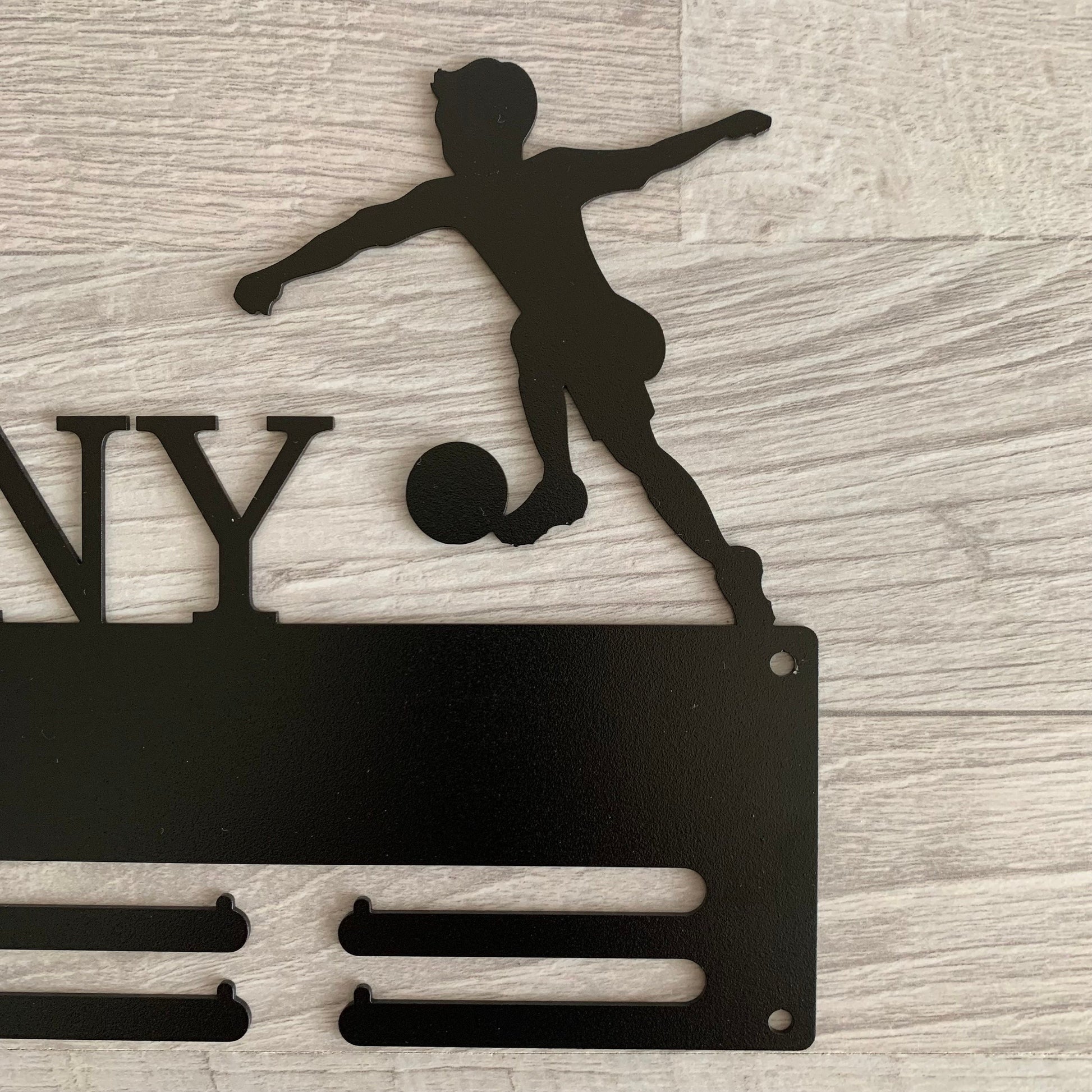 Kids Soccer Medal Holder with Name, Personalized Football Medal Display Rack, Boys, Girls Gift