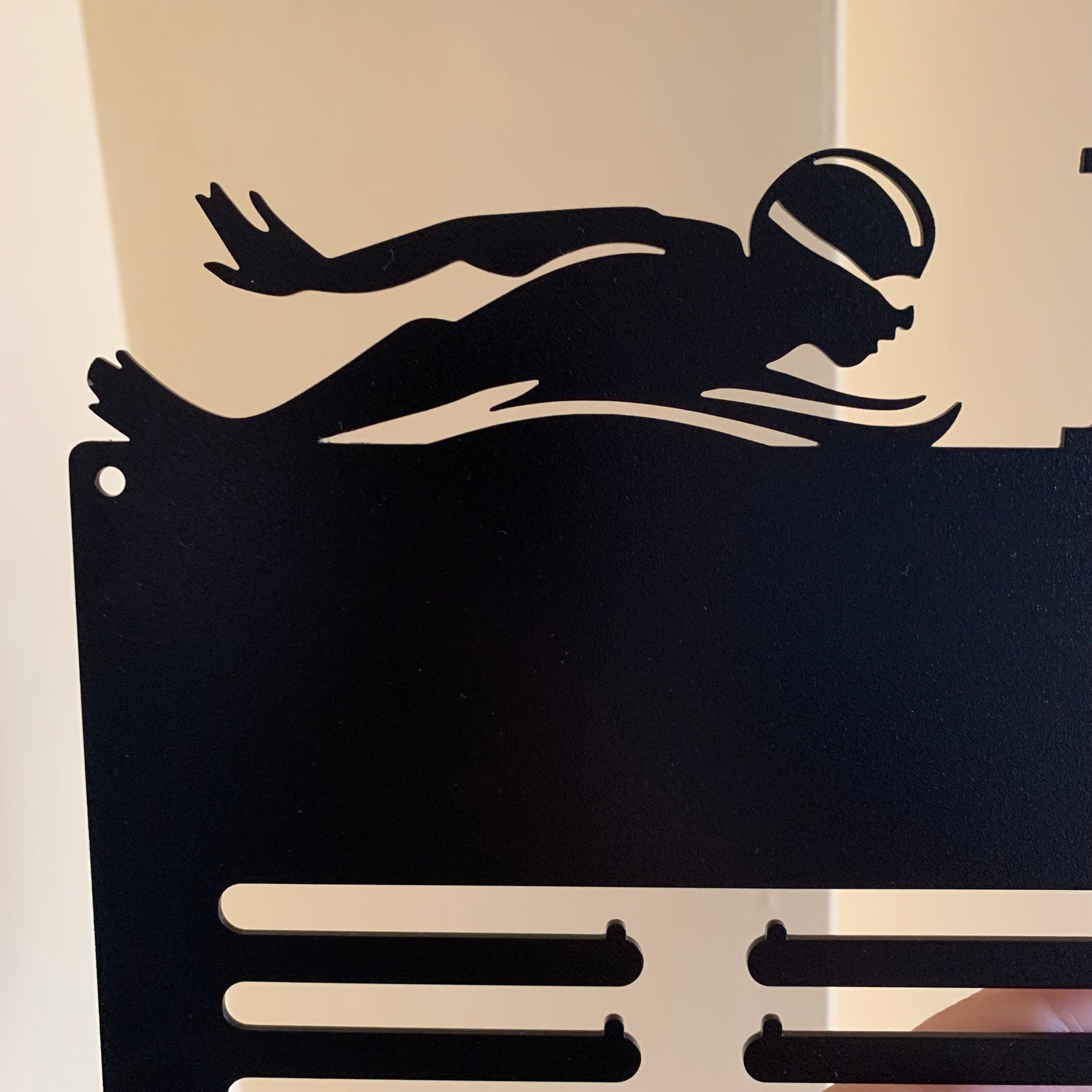 Custom Swimming Medal Holder,  Personalized Butterfly Swim Awards Display Hanger, Male Silhouette