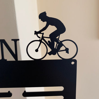 Personalized Cycling & Running Medal Holder - Custom Athlete Display Rack - Metal Hanger