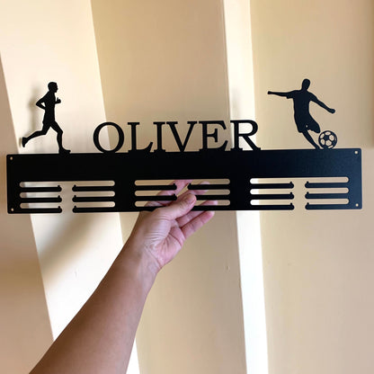 Personalized Medal Holder – Custom Running & Soccer Metal Display Rack - Sports Award Hanger