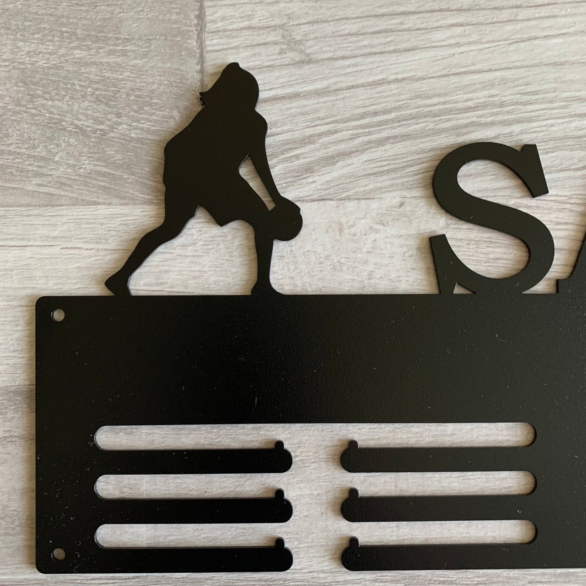 Personalized Basketball Medal Holder & Custom Name - Metal Hanger - Awards Display