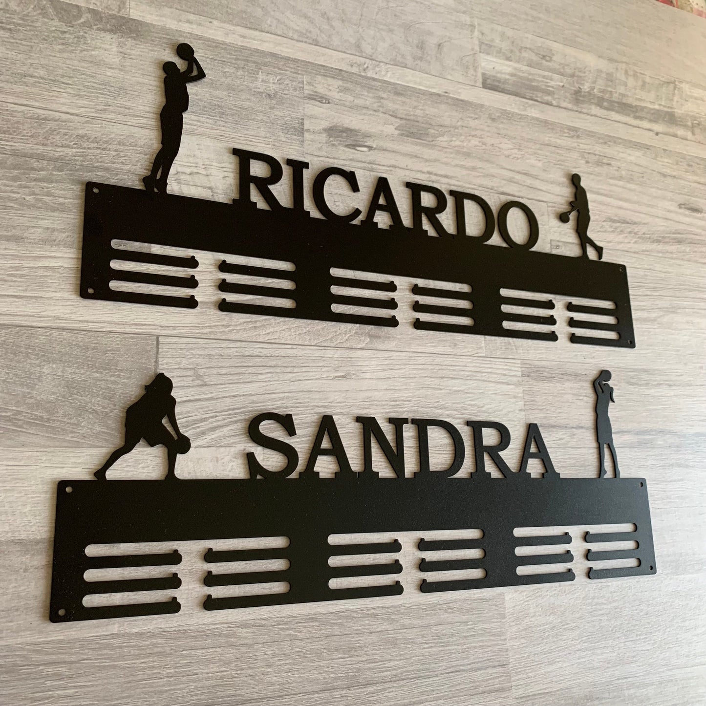 Personalized Basketball Medal Holder & Custom Name - Metal Hanger - Awards Display