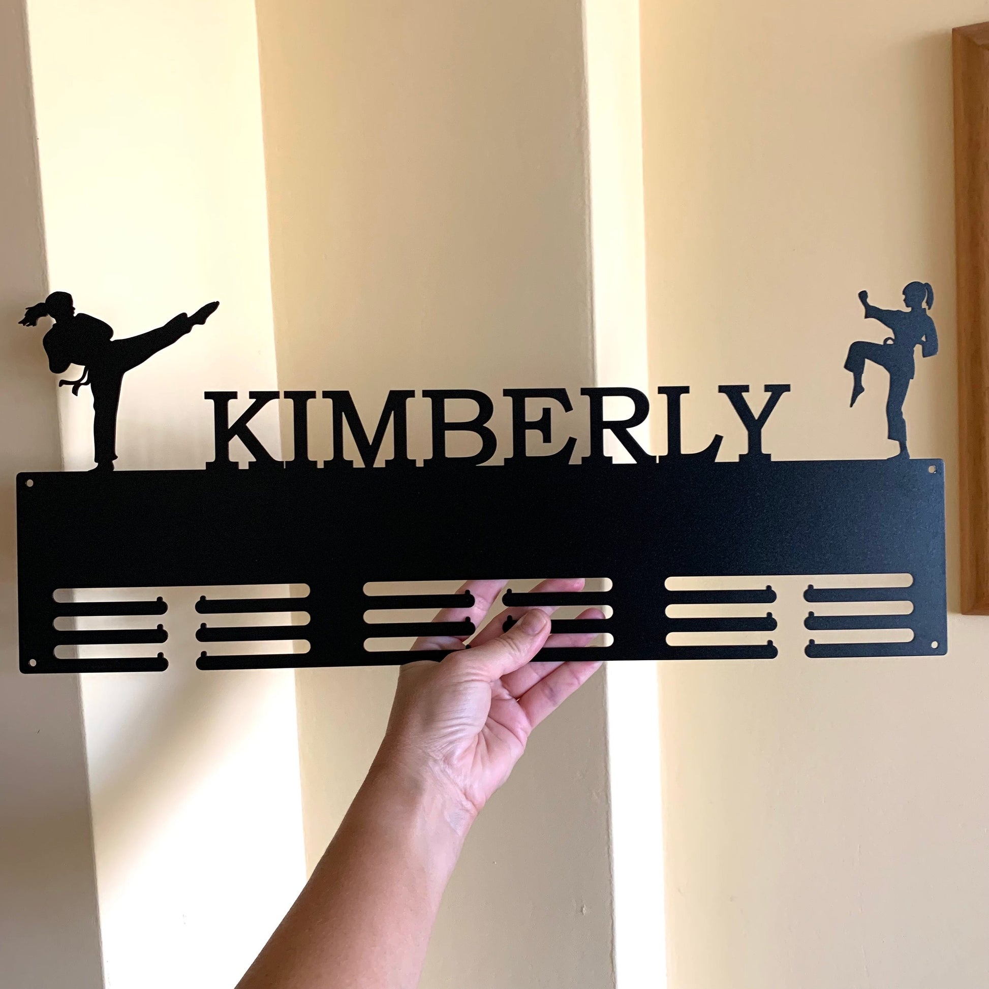 Custom Taekwondo Medal Holder, Personalized Metal Display Rack, Jiu Jitsu & Karate Gift for Athletes