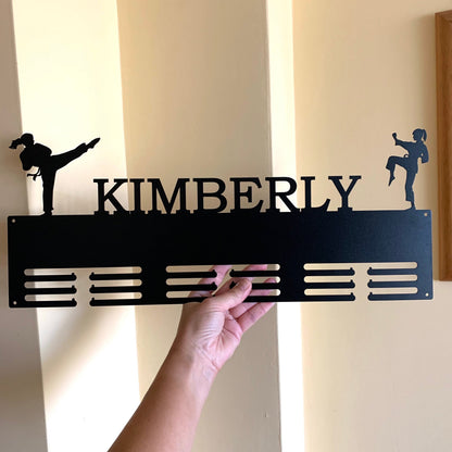 Custom Taekwondo Medal Holder, Personalized Metal Display Rack, Jiu Jitsu & Karate Gift for Athletes