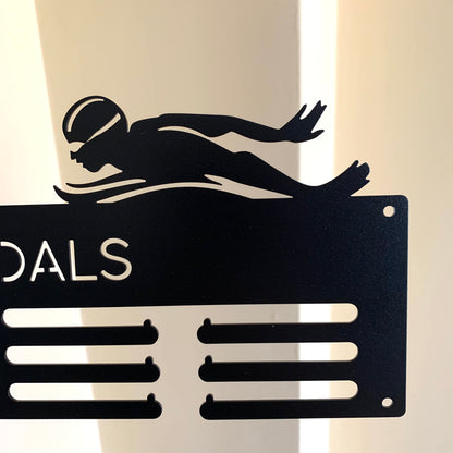 Personalized Swimming Medal Holder - Custom Name Swim Metal Hanger