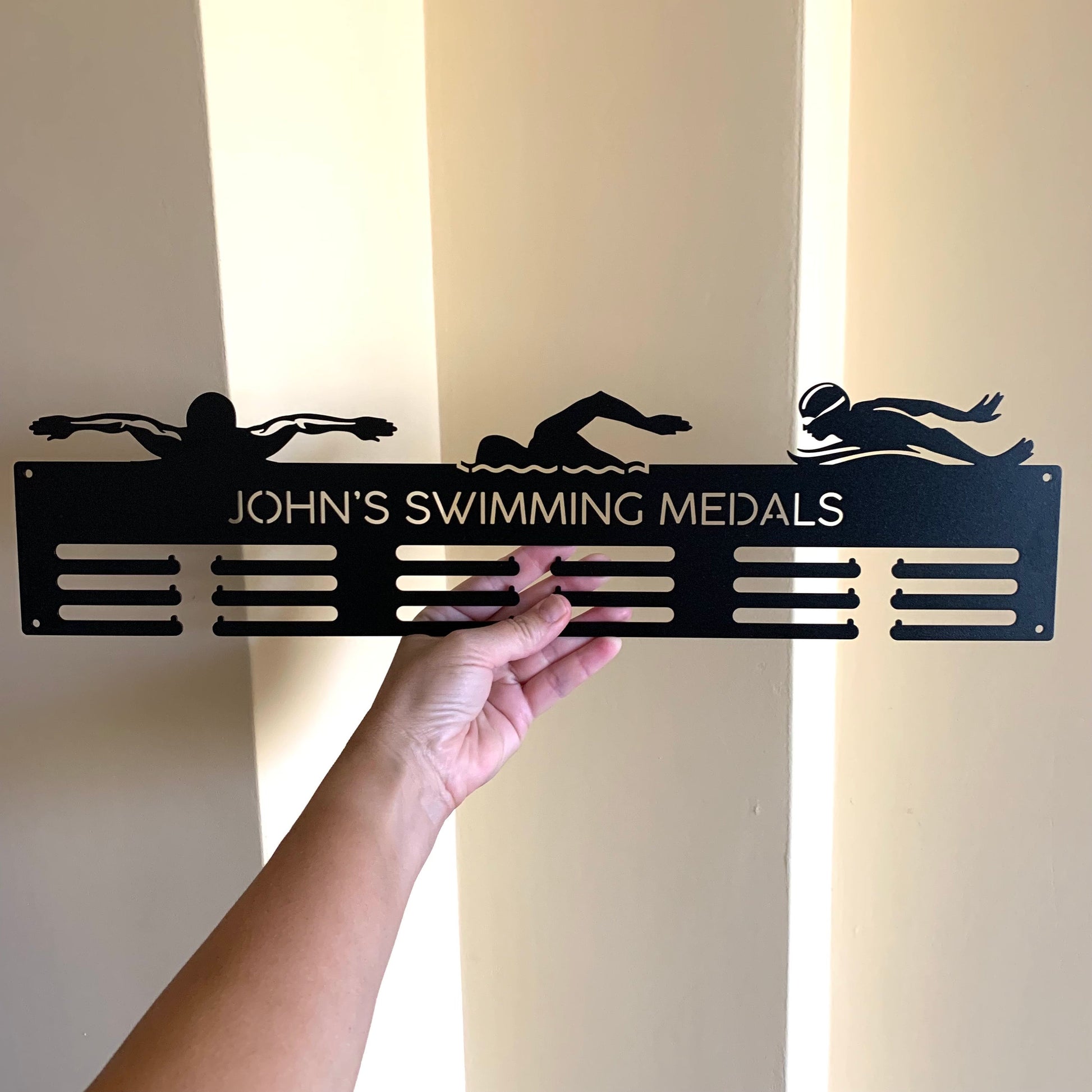 Personalized Swimming Medal Holder - Custom Name Swim Metal Hanger