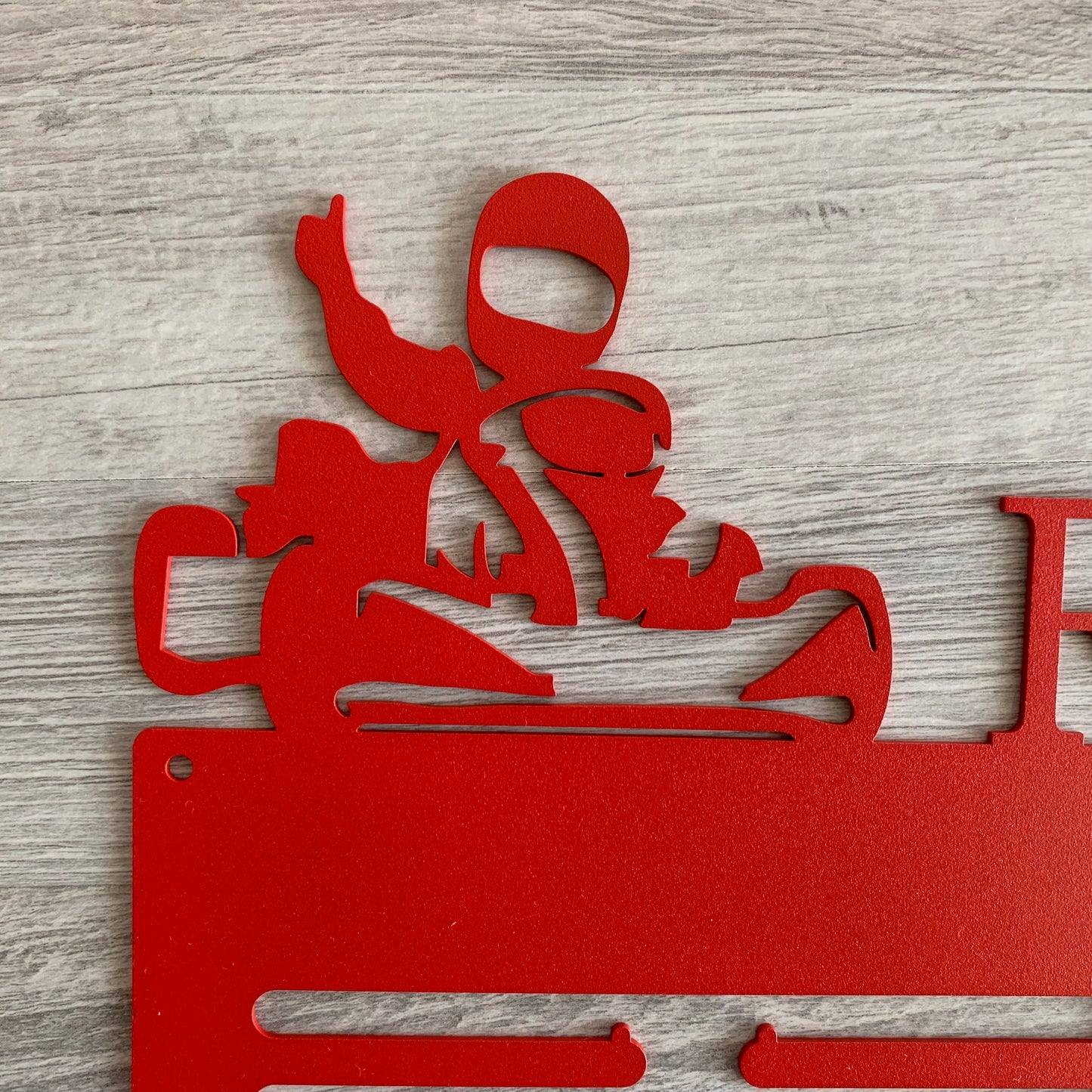Custom Kart Racing Medal Holder - Personalized Metal hanger - Motorsport Wall Art