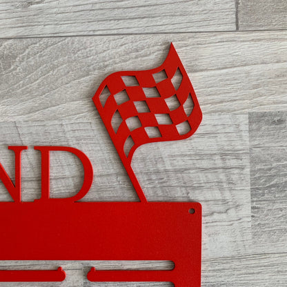 Custom Kart Racing Medal Holder - Personalized Metal hanger - Motorsport Wall Art