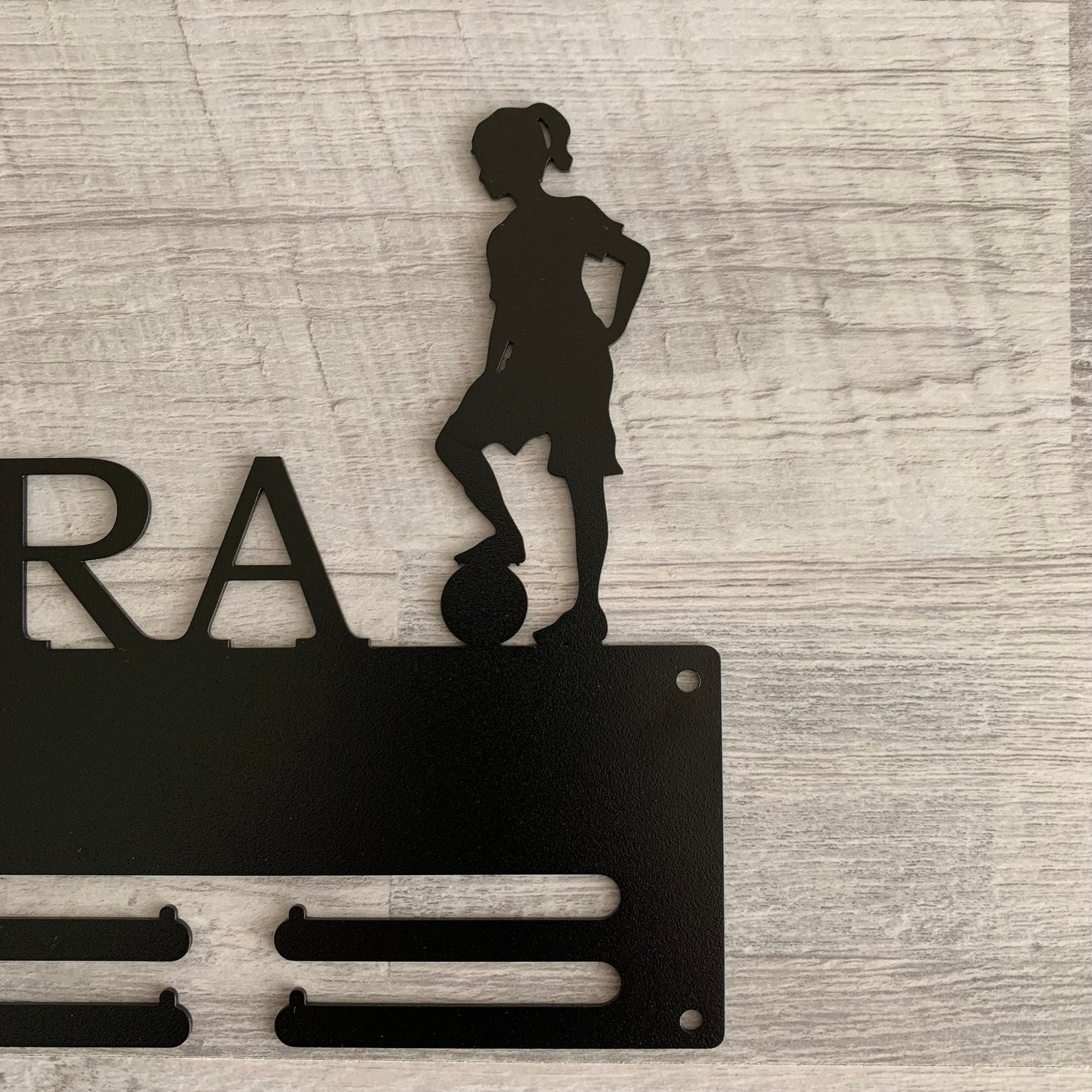 Kids Soccer Medal Holder with Name, Personalized Football Medal Display Rack, Boys, Girls Gift