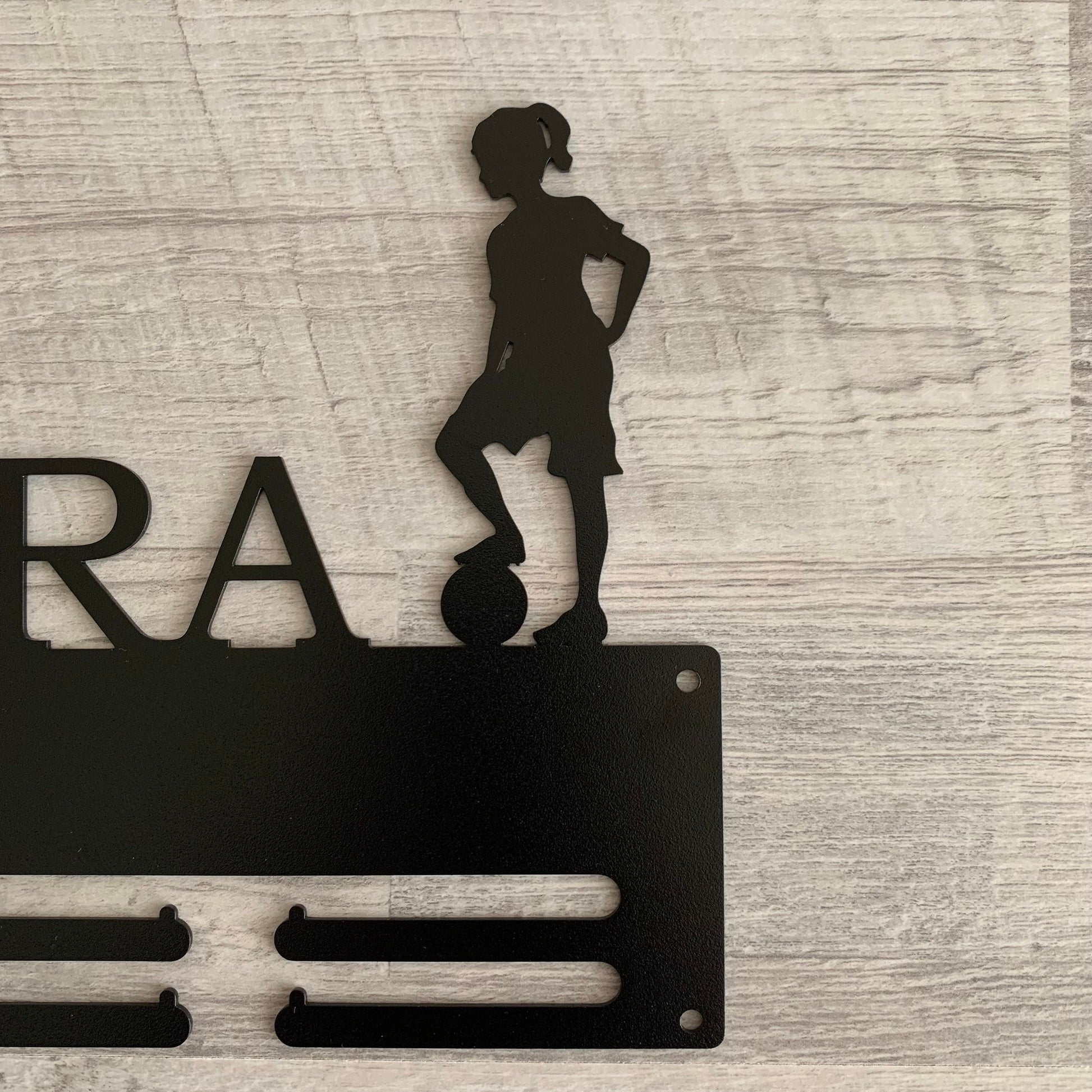 Kids Soccer Medal Holder with Name, Personalized Football Medal Display Rack, Boys, Girls Gift