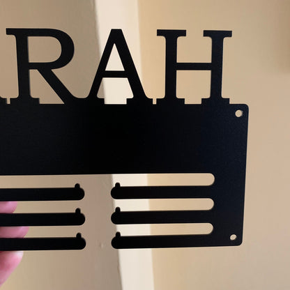 Custom Swimming Medal Holder - Personalized Butterfly Swim Medal Display Hanger - Female Silhouette