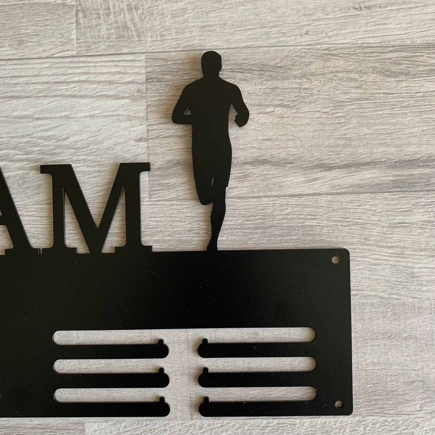 Personalized Running Medal Holder, Sports Display Rack with Name, 2 Male Runners, Custom Design
