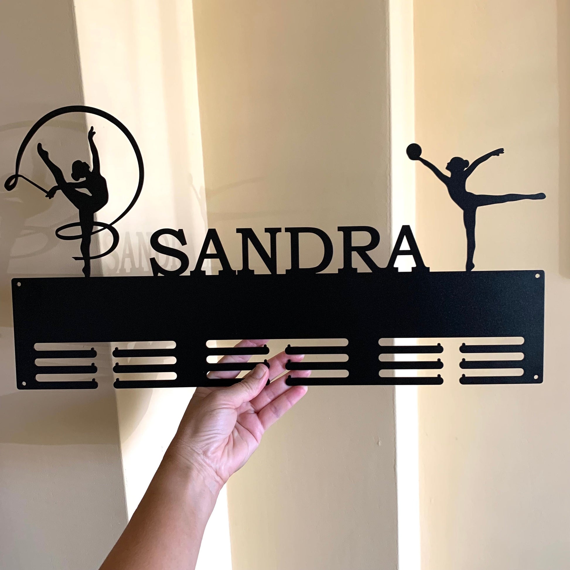 Personalized Rhythmic Gymnastics Medal Holder – Custom Name Metal Display Rack for Sports Awards