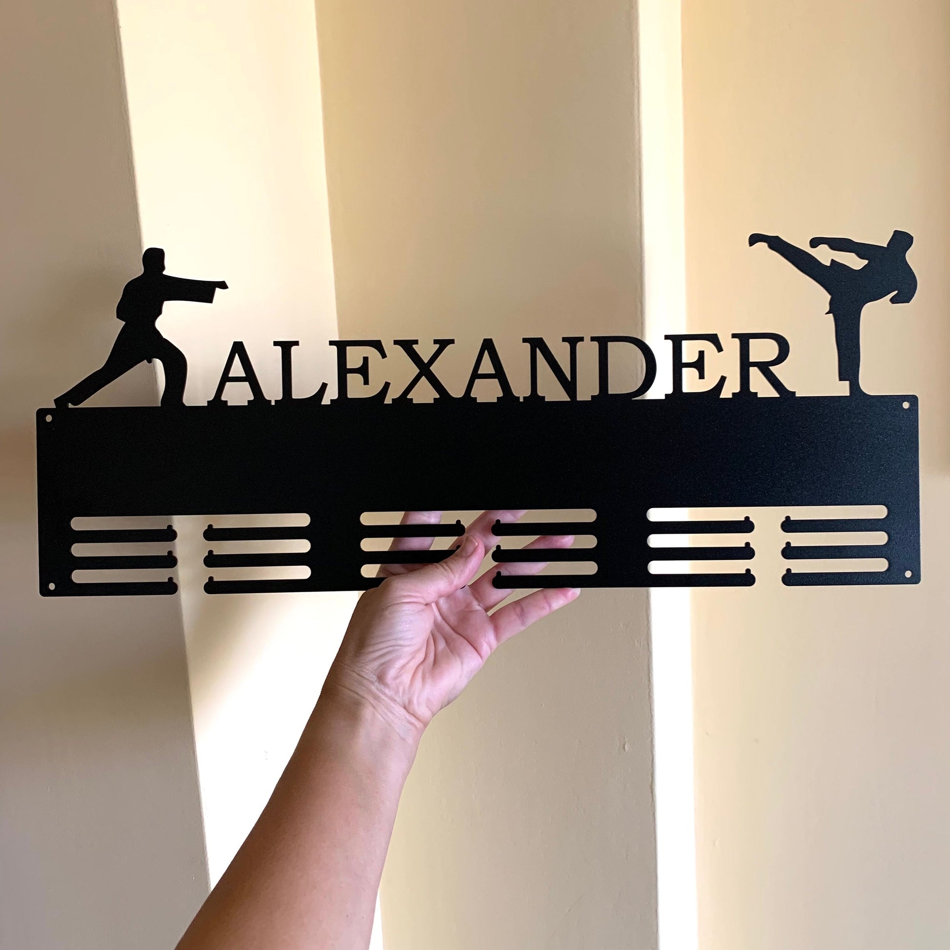 Custom Taekwondo Medal Holder, Personalized Metal Display Rack, Jiu Jitsu & Karate Gift for Athletes