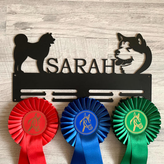 Personalized Dog Medal Holder with Name - Custom Dog Breed & Design - Hanger for Pet Medals