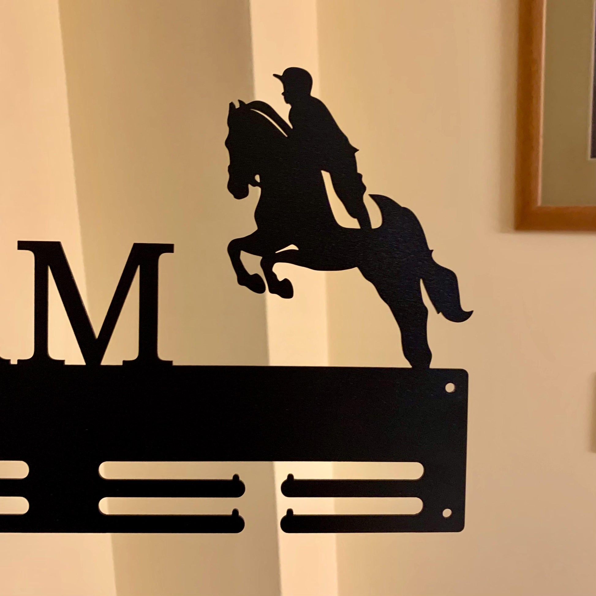 Personalized Horse Medal Holder, Custom Name Metal Hanger, Showjumping Awards Organizer