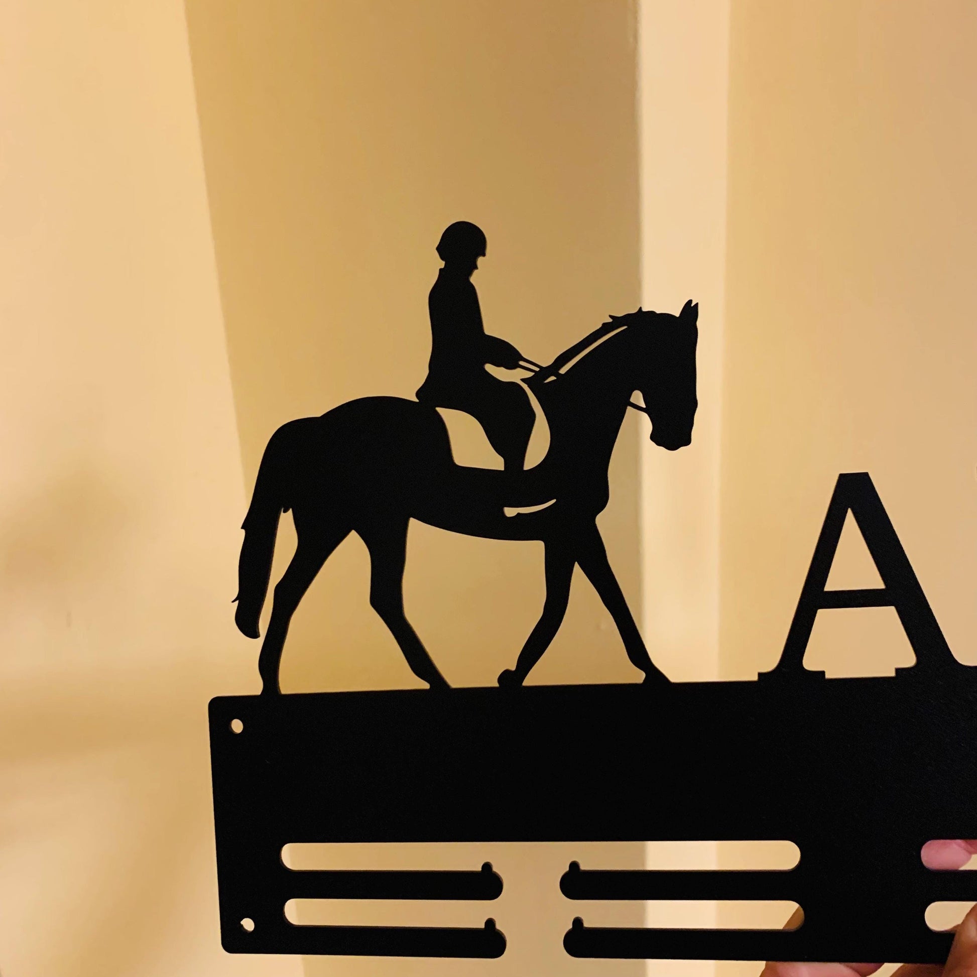 Personalized Horse Medal Holder, Custom Name Metal Hanger, Showjumping Awards Organizer