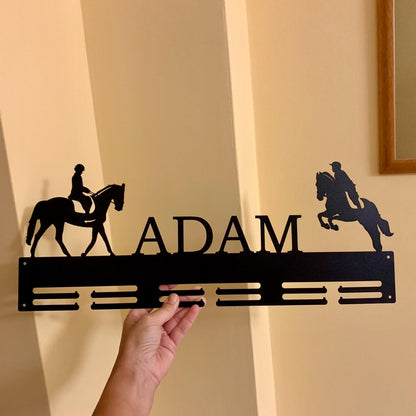 Personalized Horse Medal Holder, Custom Name Metal Hanger, Showjumping Awards Organizer