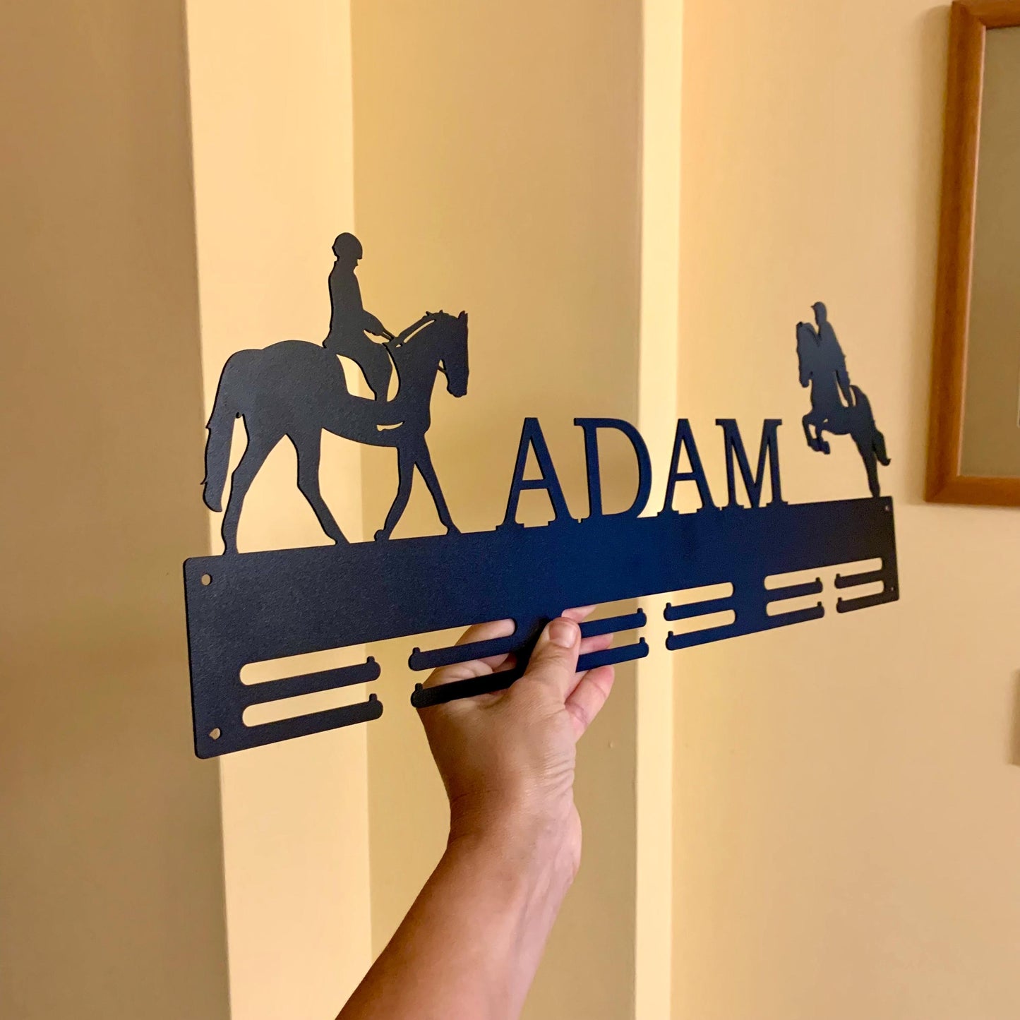 Personalized Horse Medal Holder, Custom Name Metal Hanger, Showjumping Awards Organizer