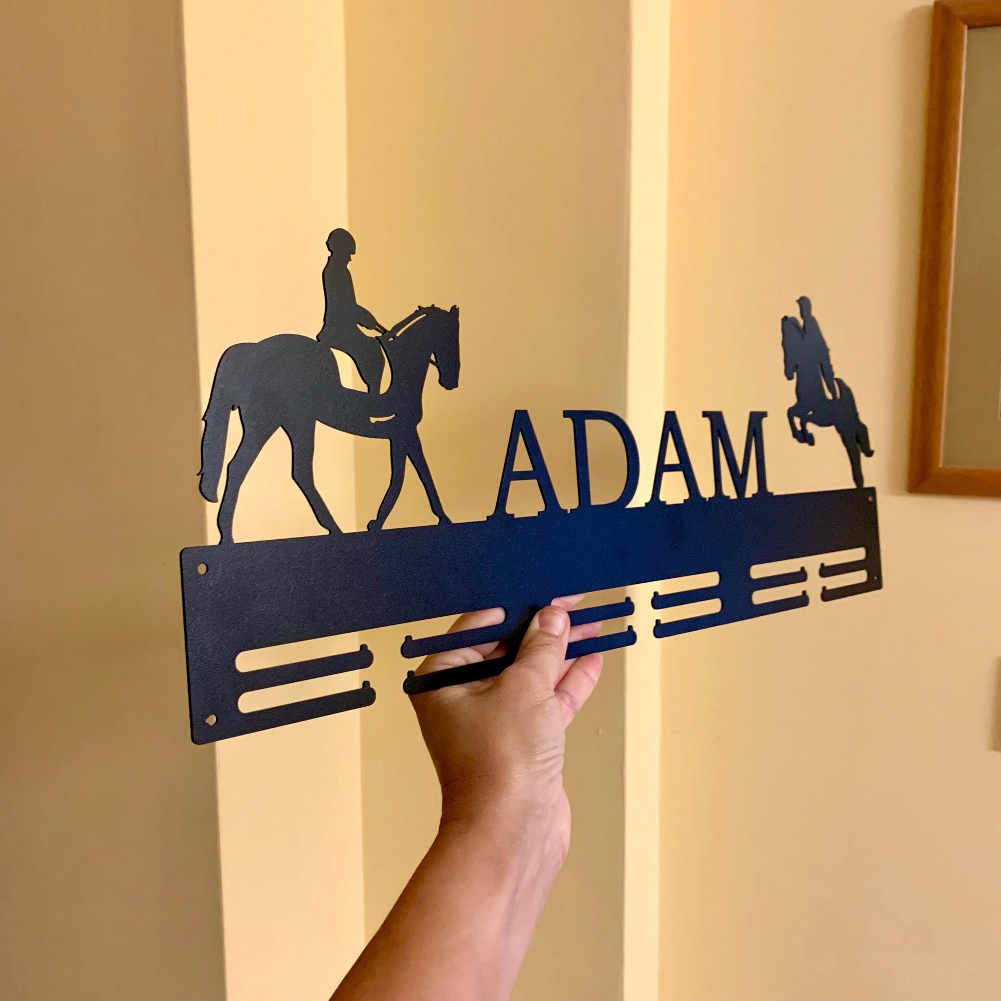 Personalized Horse Medal Holder, Custom Name Metal Hanger, Showjumping Awards Organizer
