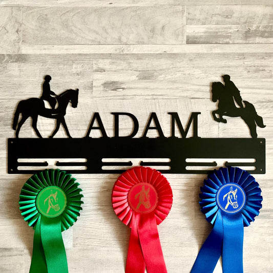 Personalized Horse Medal Holder, Custom Name Metal Hanger, Showjumping Awards Organizer