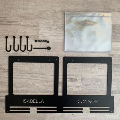 Personalized Running Medal and Race Bib Holder, Custom Couple Name Display Rack, Runner Gift