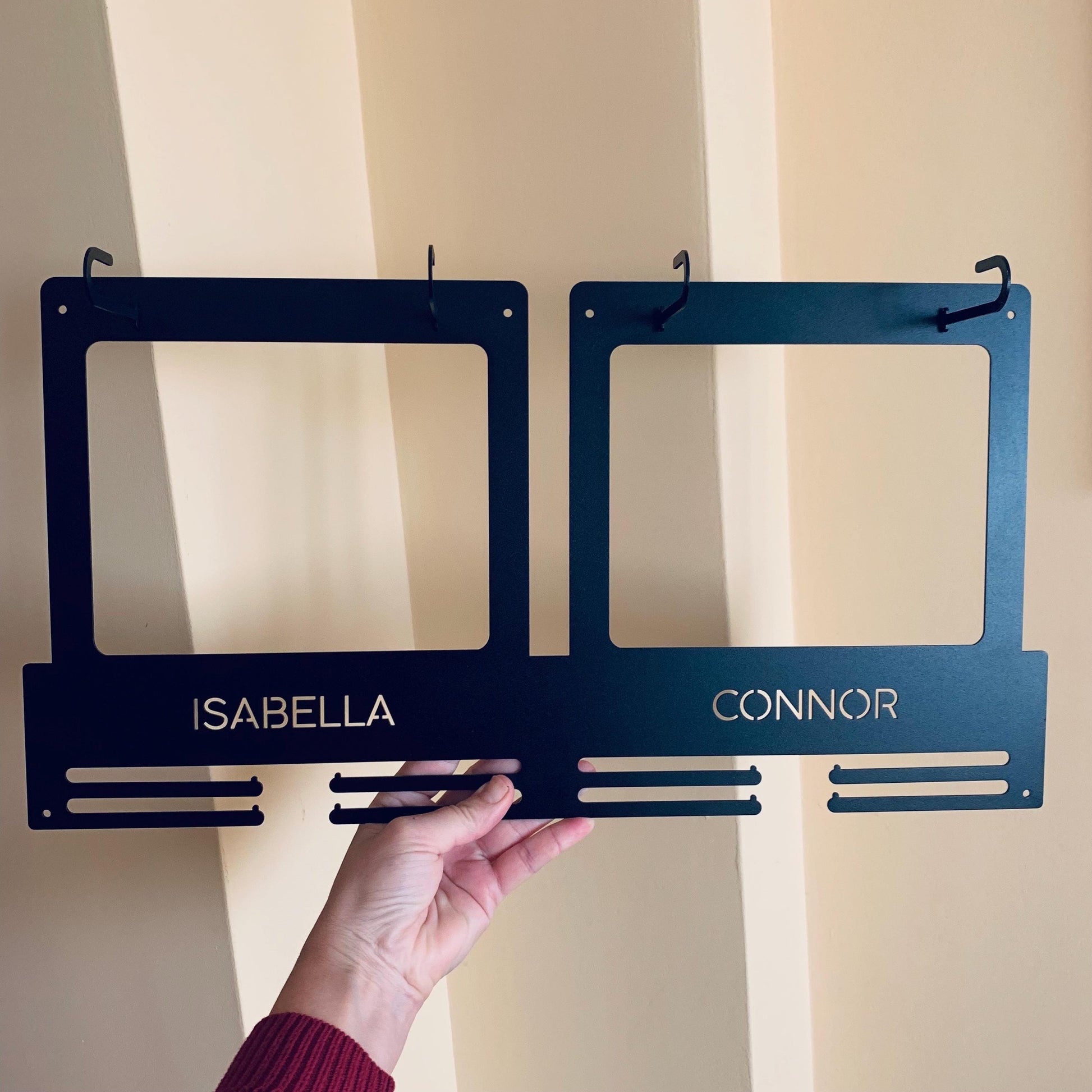 Personalized Running Medal and Race Bib Holder, Custom Couple Name Display Rack, Runner Gift