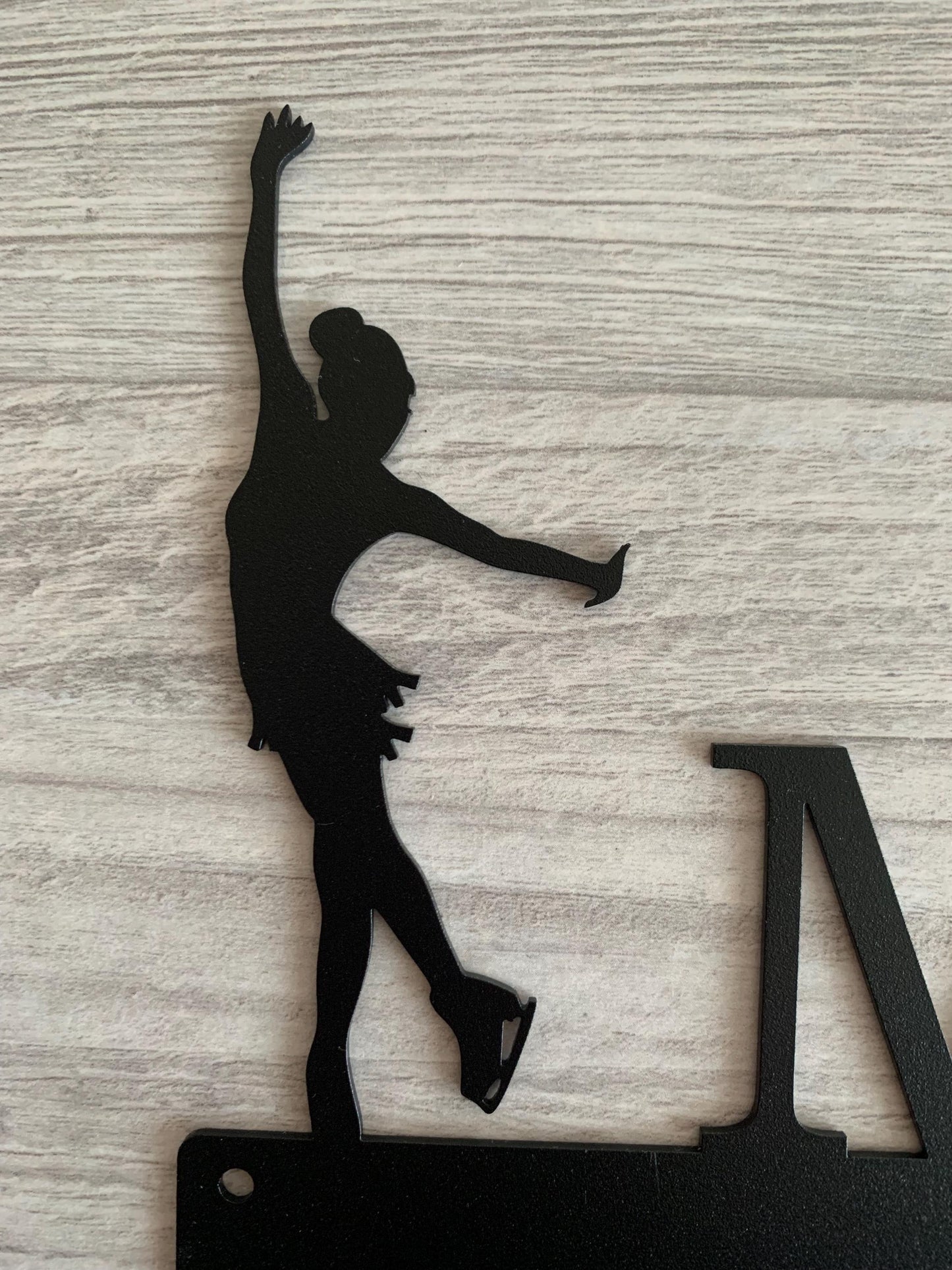 Personalized Figure Skating Medal Holder - Custom Name Ice Skater Award Hanger - Metal Wall Decor