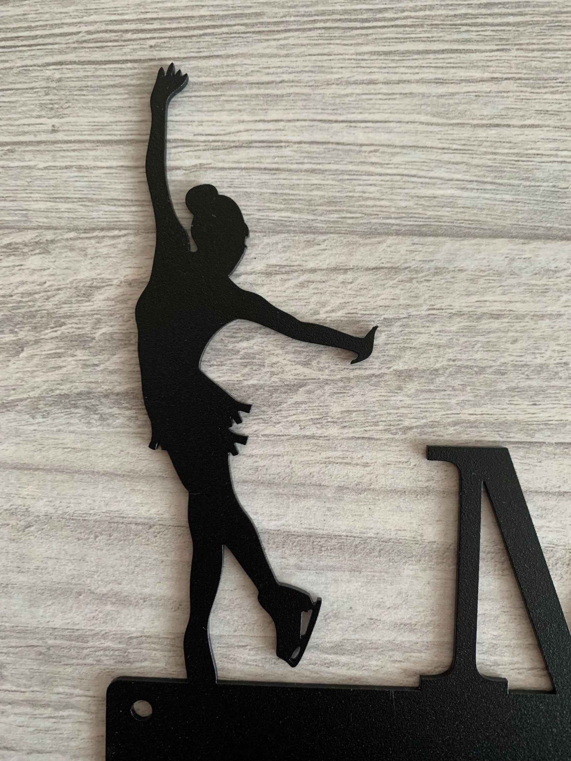 Personalized Figure Skating Medal Holder - Custom Name Ice Skater Award Hanger - Metal Wall Decor