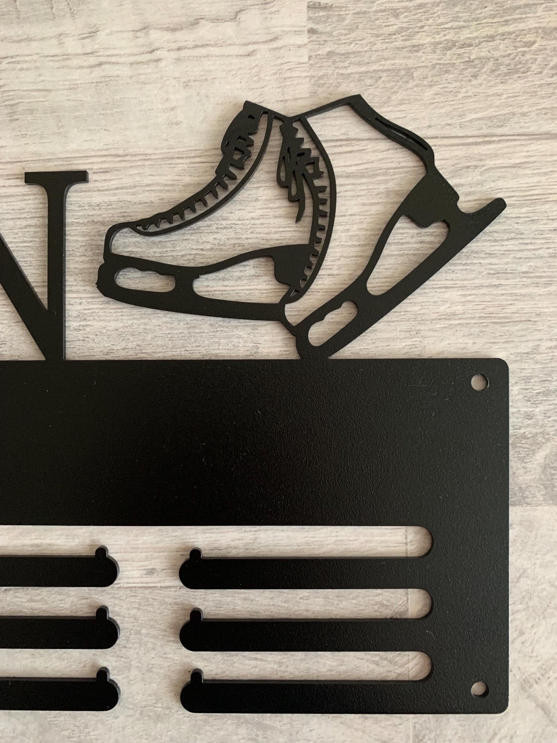 Personalized Figure Skating Medal Holder - Custom Name Ice Skater Award Hanger - Metal Wall Decor