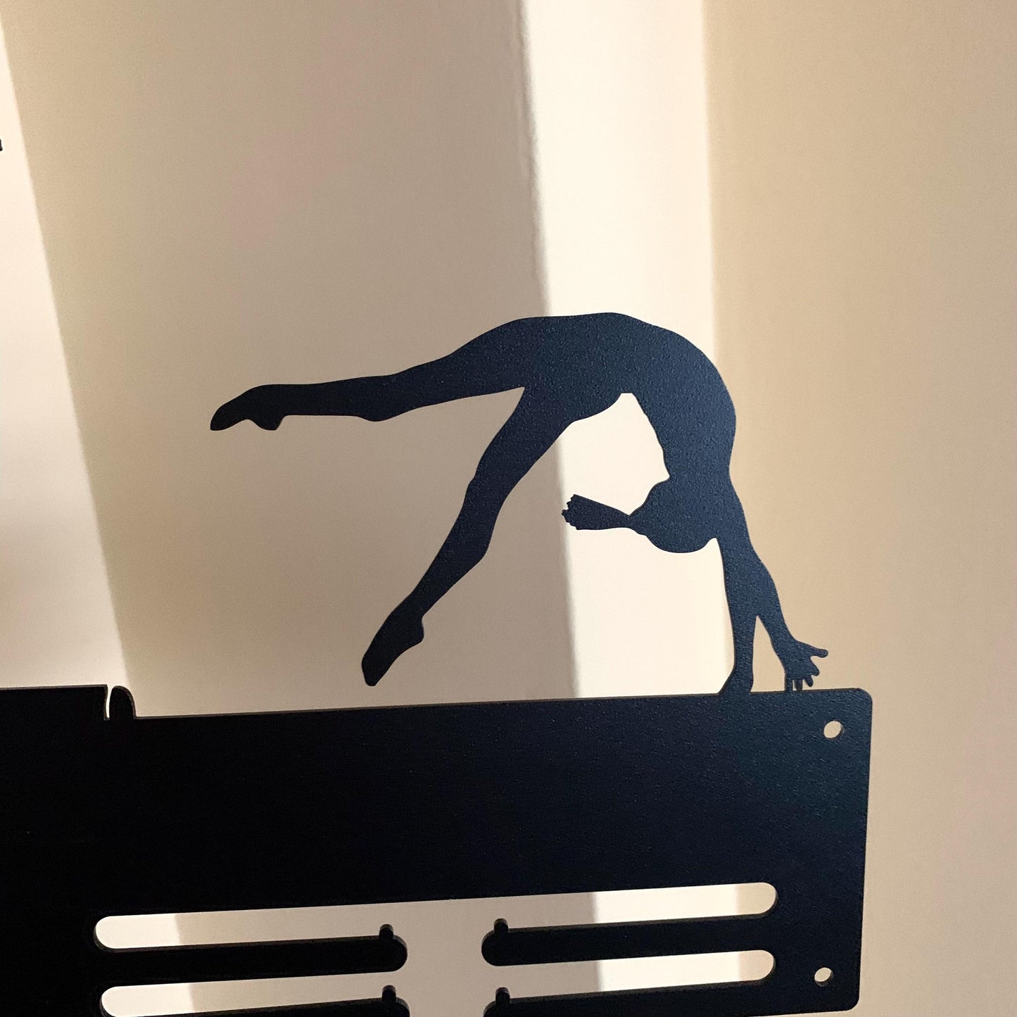 Gymnastics Medal Holder with Custom Name - Personalized Metal Display Rack - 3 Female Figures